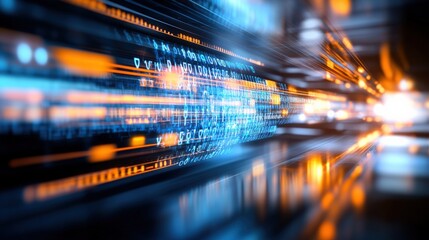Poster - Dynamic data flow digital space abstract visualization high-tech environment futuristic viewpoint information concept