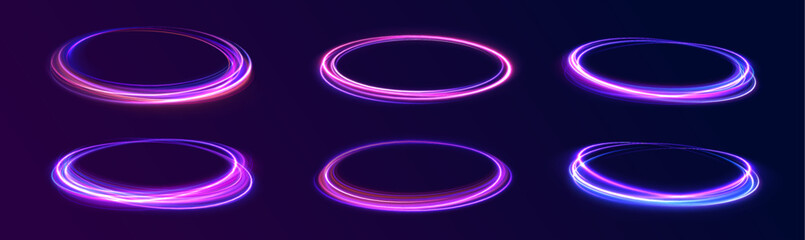 Canvas Print - cybernetic light waves: a stunning composition of luminous motion rings and glowing arc traces that 