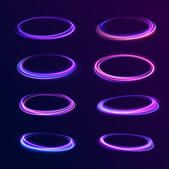Canvas Print - cybernetic light waves: a stunning composition of luminous motion rings and glowing arc traces that 
