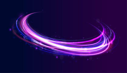 Poster - glowing neon energy rings: a futuristic fusion of radiant light trails and luminous circular shapes 