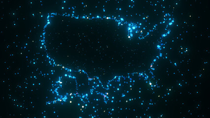 Wall Mural - futuristic digital visualization of usa map composed of glowing blue particles. the abstract cosmic 