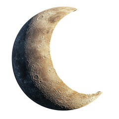 Wall Mural - The image portrays a detailed depiction of the moon in a crescent phase, showcasing its rugged surface and craters.