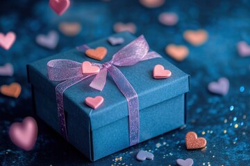 Wall Mural - A blue gift boxe isolated on a transparent background