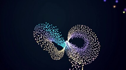 Poster - Vibrant Abstract Flower Bloom in a Simple Colorful Composition on Dark Background