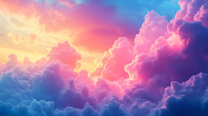Poster - 3d render abstract fantasy background of colorful sky with neon clouds isolated on a white background generative ai 3d wallpaper wallpaper background abstract 3d illustration backdrop futuristic desig