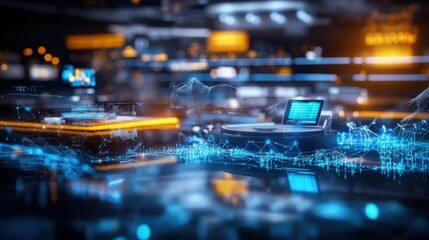 Poster - digital data visualization in a high-tech environment futuristic workspace abstract content sci-fi s