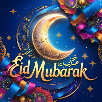 A vibrant and intricately designed Eid Mubarak