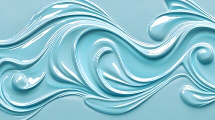 Poster - The abstract design displays elegant waves of glossy aqua blue color