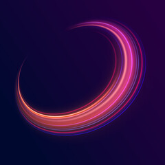 Poster - futuristic halo motion: a dynamic collection of brightly glowing circular streaks in shades of blue,