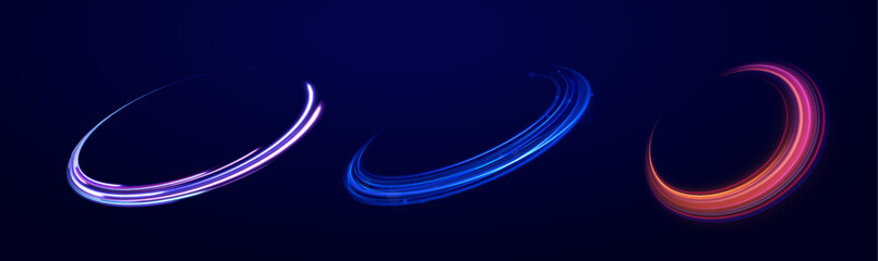 Poster - cybernetic light waves: a stunning composition of luminous motion rings and glowing arc traces that 