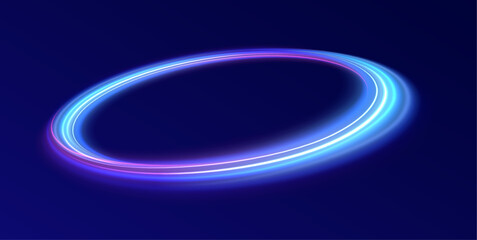Poster - Cybernetic Light Waves: A Stunning Composition of Luminous Motion Rings and Glowing Arc Traces That Resemble High-Speed Energy Orbits, Hovering in a Neon-Drenched Sci-Fi Universe