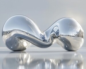 Poster - Abstract metallic sculpture with reflective surfaces and curves