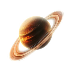 Wall Mural - This image features a realistic digital illustration of a planet with prominent rings in the darkness of space.