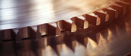 Poster - Close-Up of Metallic Gear with Teeth on Smooth Surface in Light