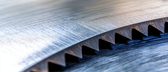 Poster - Close-Up of Sharp Circular Saw Blade with Metal Texture Details