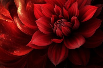 Aufkleber - Vibrant red flower with intricate petals against a dark background showcasing nature's beauty