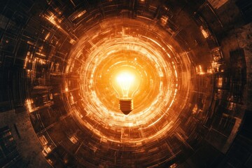 Aufkleber - A single light bulb glowing in a dimly lit room, providing warmth and comfort
