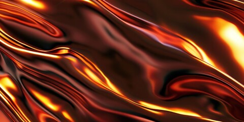 Wall Mural - gold orange liquid flowing fluid flow curve wave ripple metallic gloss dynamic futuristic swirl.