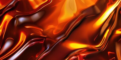 Wall Mural - gold orange liquid flowing fluid flow curve wave ripple metallic gloss dynamic futuristic swirl.