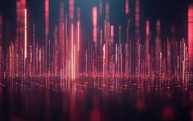 Poster - Digital Neon Lights in Abstract Background with Vibrant Colors