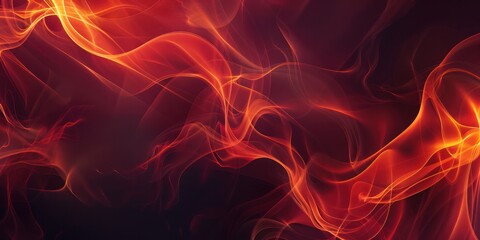 Fototapete - Red flow dynamic curve wave smoke soft on black red dark background energy fluid.