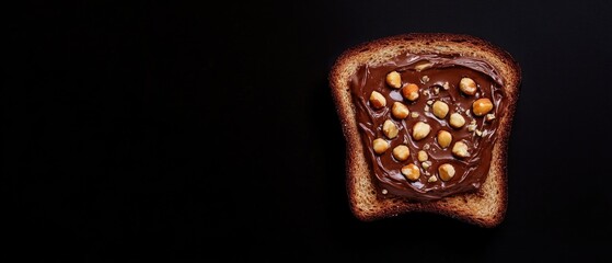 Poster - A slice of toasted bread topped with melted chocolate and chopped nuts, perfect for a sweet snack or dessert