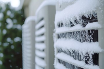 Aufkleber - A detailed shot of a snowy air conditioner unit