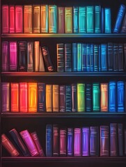 Poster - A bookshelf filled with numerous books