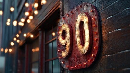 Aufkleber - A number sign on the side of a building
