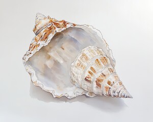 Poster - Detailed Illustration of a Spiral Shell on White Background