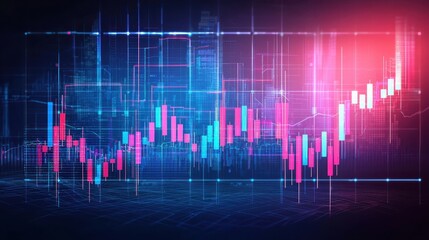 Poster - Colorful Digital Financial Chart with Rising Trends and Data Points