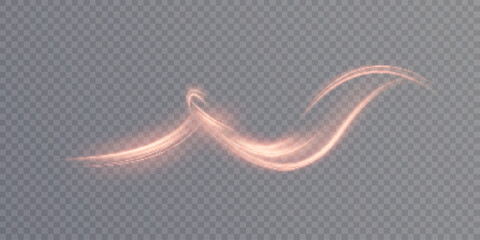 Poster - Sparkling light wave, glowing vortex with magical small glitter particles. Bright magic comet. Vector on transparent background.