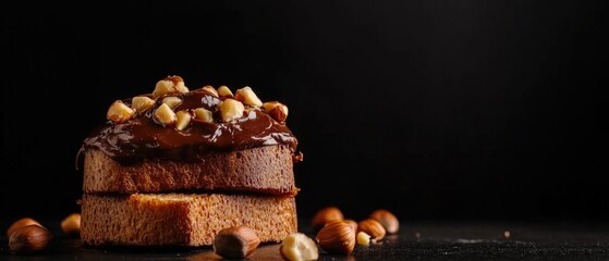 Poster - A slice of bread topped with nuts, perfect for snacking or as a side dish
