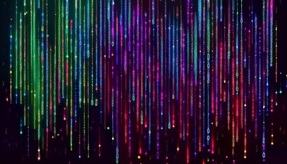 Poster - abstract animation of binary code cascading down like digital rain