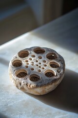 Poster - Unique Natural Stone with Circular Holes and Textured Surface