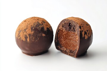 Poster - Chocolate truffles showcase rich filling and cocoa dust in a delightful dessert presentation