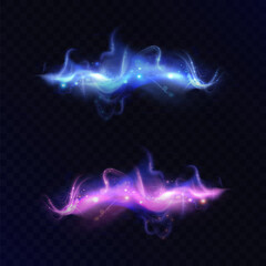 Aufkleber - Blue Mystic glowing effect with bright particles and bright light effect. Visual impact of fantasy spell.