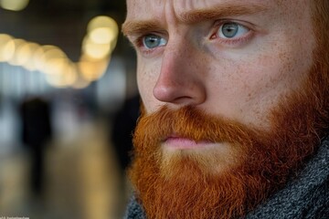 Poster - A close-up shot of a man's face with a distinctive red beard