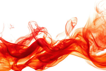 Poster - Abstract red smoke flowing softly against a white background creating a dynamic and fluid composition