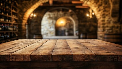 Poster - Rustic wine cellar table top