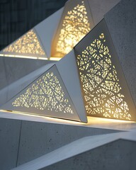 Poster - Elegant Architectural Design with Artistic Light Patterns at Night