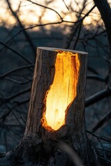 Poster - A tree trunk with a hollowed-out center, suitable for outdoor or rustic-themed designs
