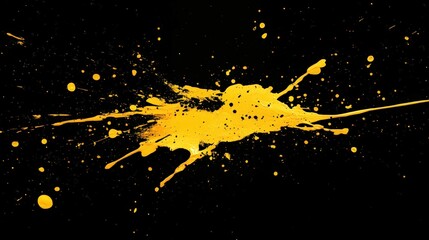 Poster - A vibrant splash of yellow paint against a black background, creating an artistic and dynamic visual effect.