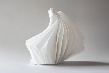 Poster - A unique white sculpture made from folded paper on a table, ideal for use in editorial or commercial projects