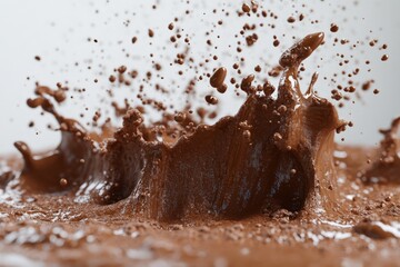 Aufkleber - Chocolate splashes create dynamic patterns in a rich dessert preparation environment