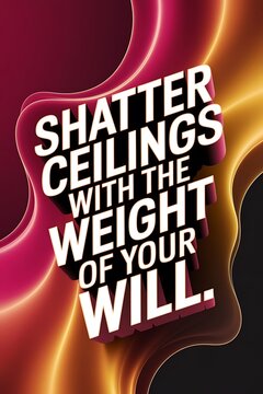 Shatter ceilings with the weight of your will. Typography and Colorful Background Motivational Quote T-shirt Design Illustration