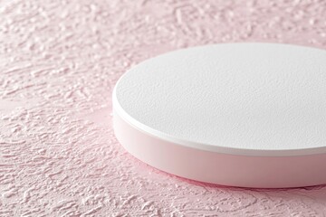 Poster - A single white round object sits on a pink background