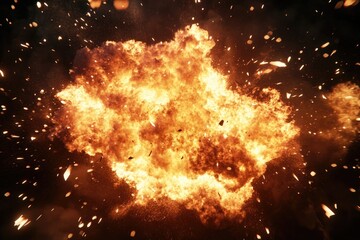Poster - A massive blaze of orange and yellow flames erupting in the air, with intense heat and light