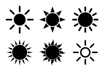 Wall Mural - sun shape symbol, black and white vector illustration of simple star, icon set