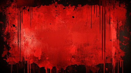 Poster - A vivid red backdrop with texture and drips, creating a dramatic and intense visual effect.